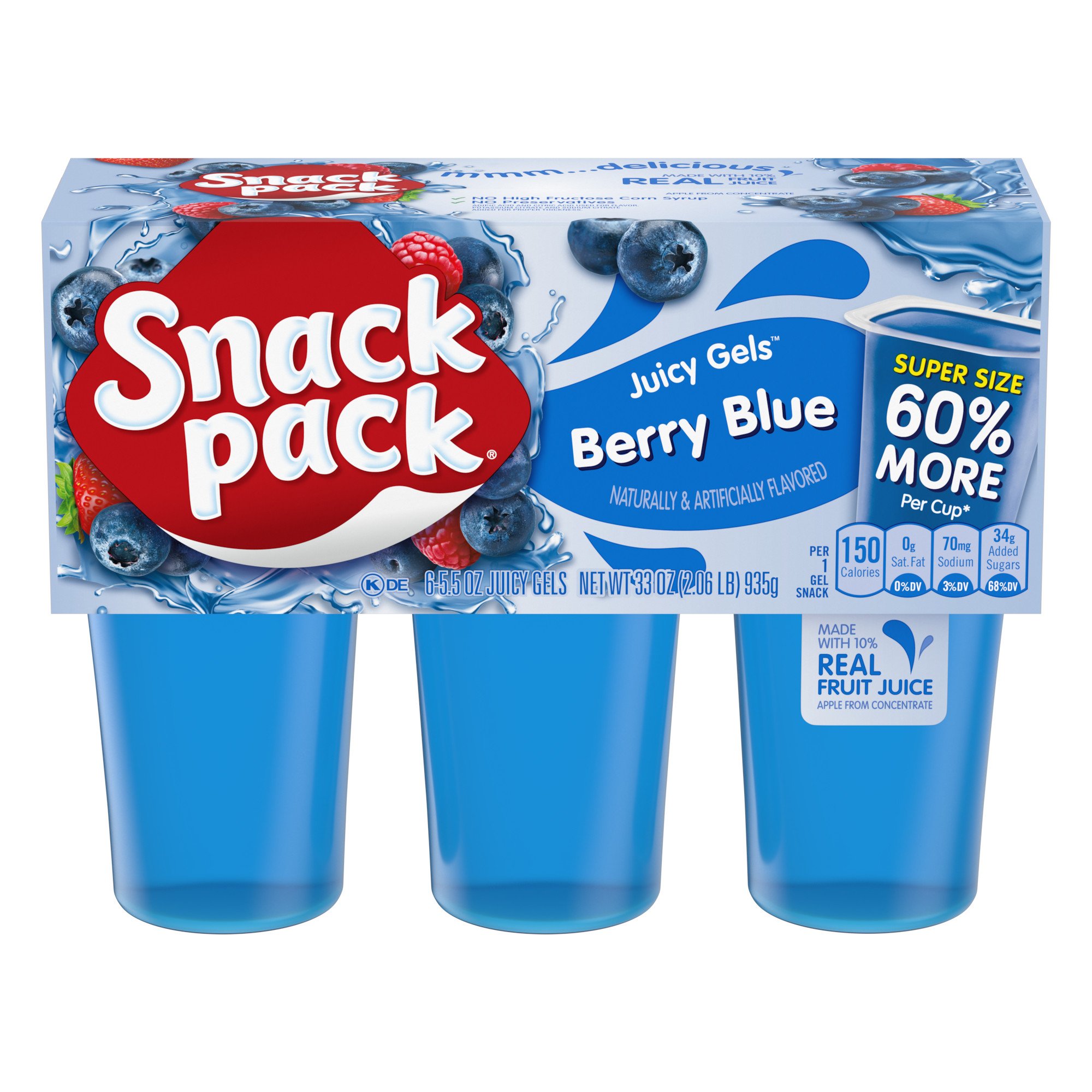 Snack Pack Super Size Berry Blue Juicy Gels Cups, 6 ct | Joe V's