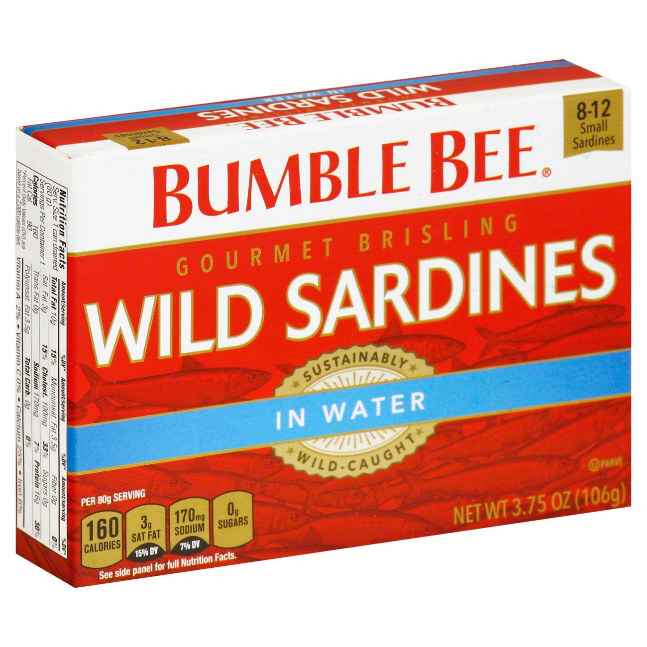 Bumble Bee Gourmet Brisling Wild Sardines in Water Shop Seafood at HEB