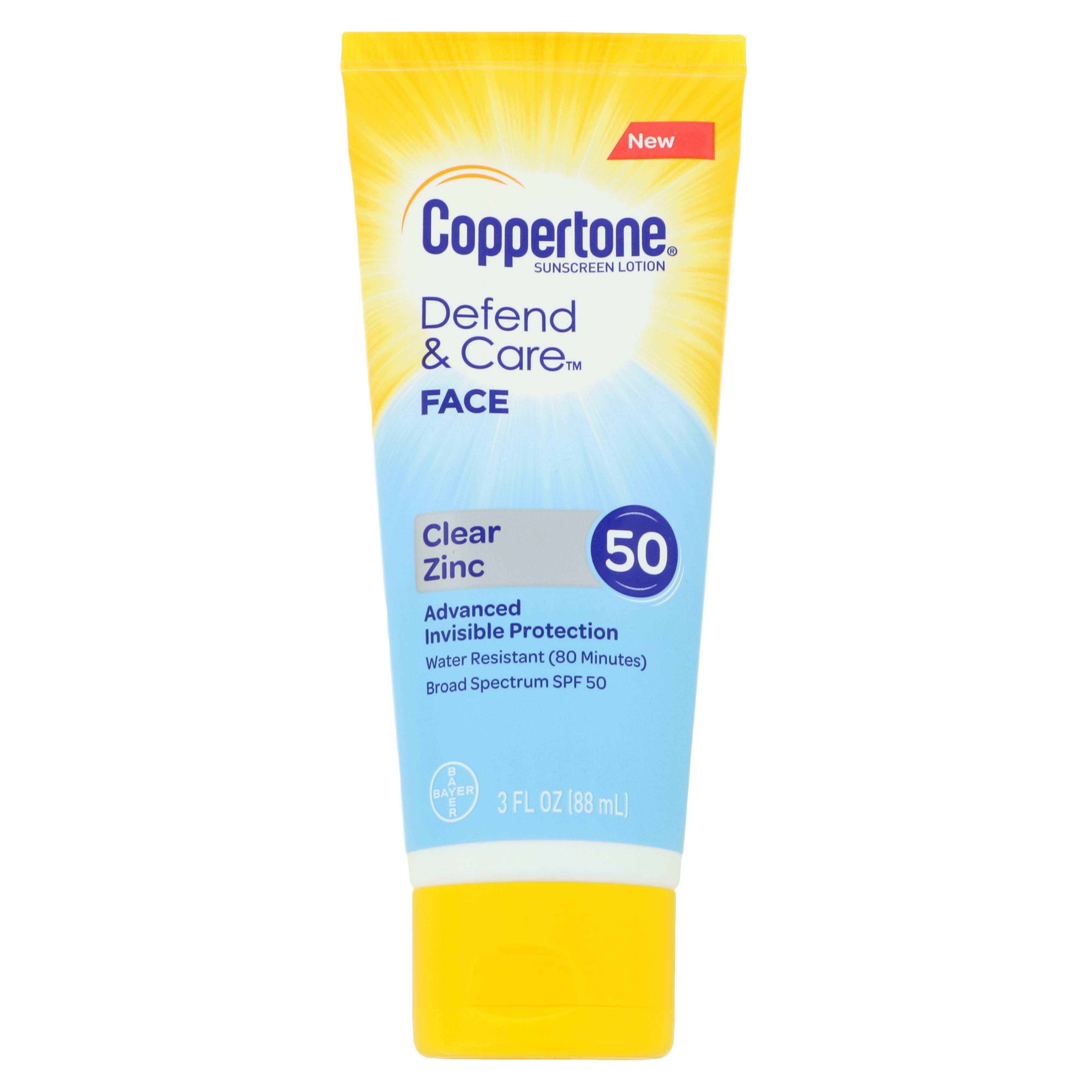 Coppertone Defend And Care Face SPF 50 Clear Zinc Shop Sunscreen & Self Tanners at HEB