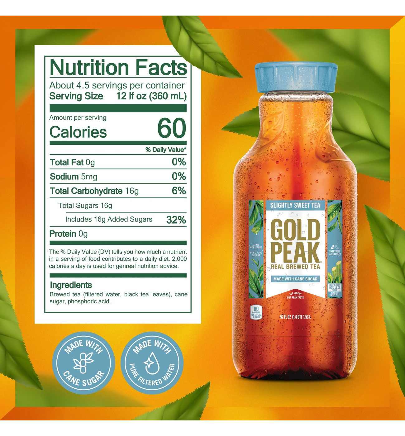 Gold Peak Slightly Sweet Iced Tea Drink; image 7 of 7