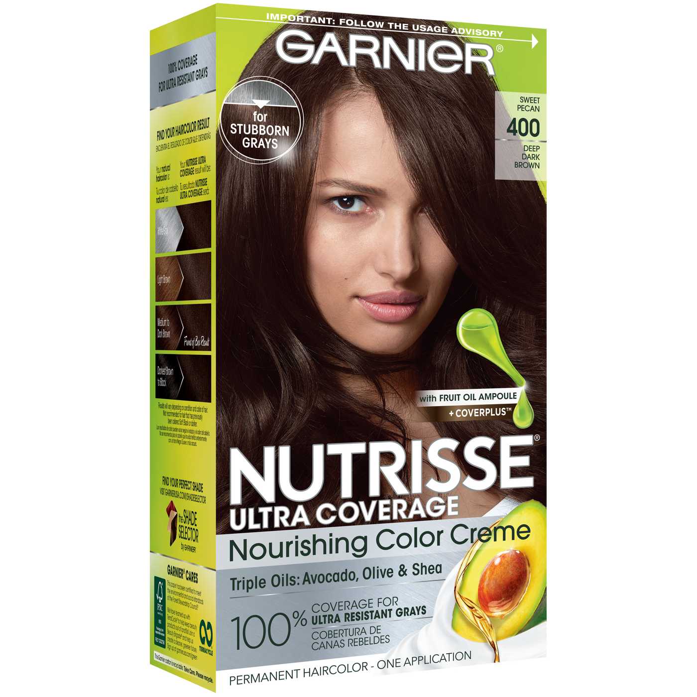 Garnier Nutrisse for Gray at Hair Creme Color Stubborn - Hair Brown Coverage Pecan) Deep 400 Permanent Nourishing H-E-B Coverage Dark Shop (Sweet Ultra Color