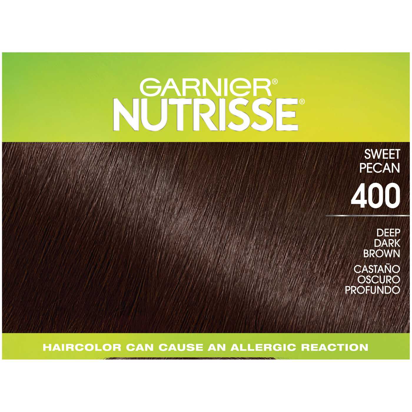 Garnier Nutrisse Ultra Coverage Nourishing Permanent Hair Color Creme for Stubborn Gray Coverage Deep Dark Brown (Sweet Pecan) 400; image 4 of 9