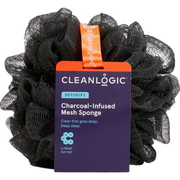Cleanlogic Charcoal Infused Mesh Loofah Bath Sponge