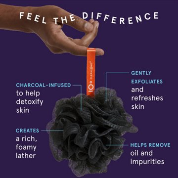 Cleanlogic Charcoal Infused Mesh Loofah Bath Sponge