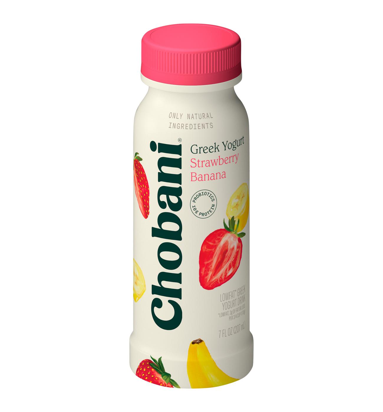 Chobani Strawberry Banana Low-Fat Greek Yogurt Drink; image 1 of 5