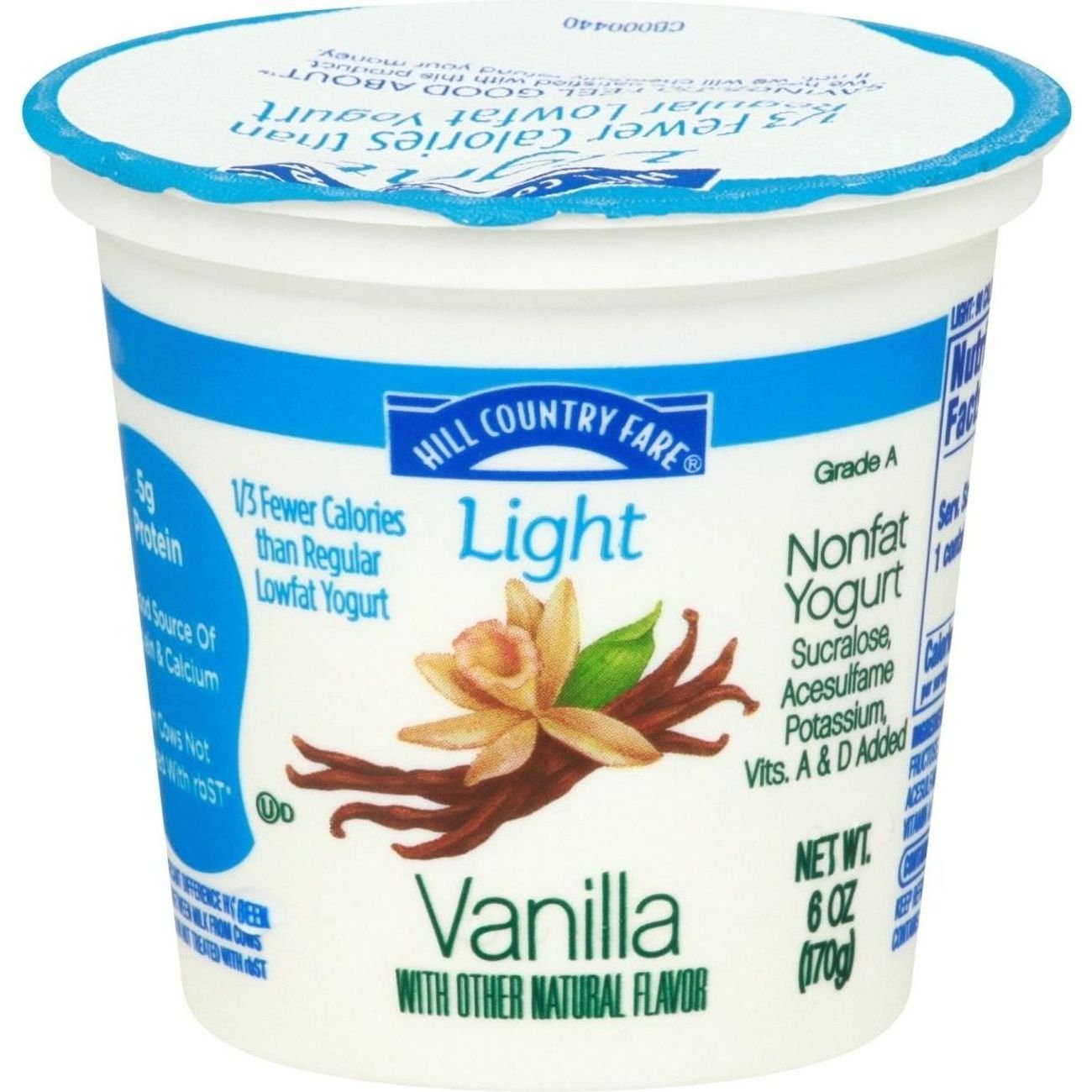 Hill Country Fare Light Nonfat Yogurt - Vanilla, 6 oz
