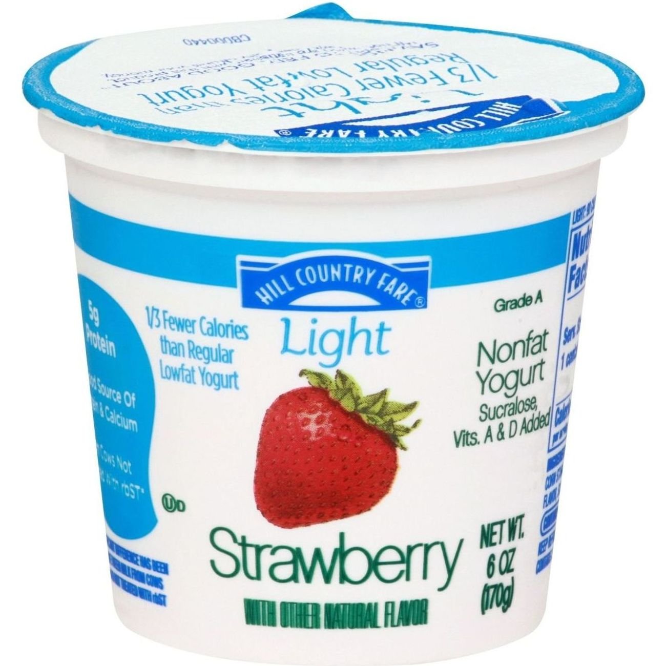 Hill Country Fare Light Nonfat Yogurt - Strawberry, 6 oz