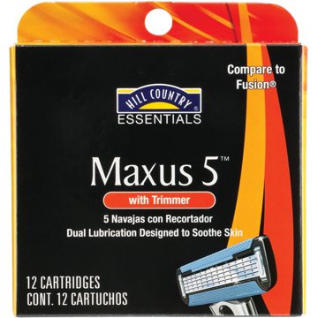Hill Country Essentials Maxus 5 Men's Cartridges with Trimmer, 12 ct