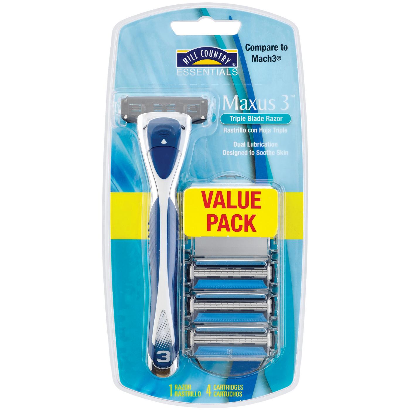 Hill Country Essentials Maxus3 Triple Blade Razor Value Pack with Refill Cartridges; image 1 of 5