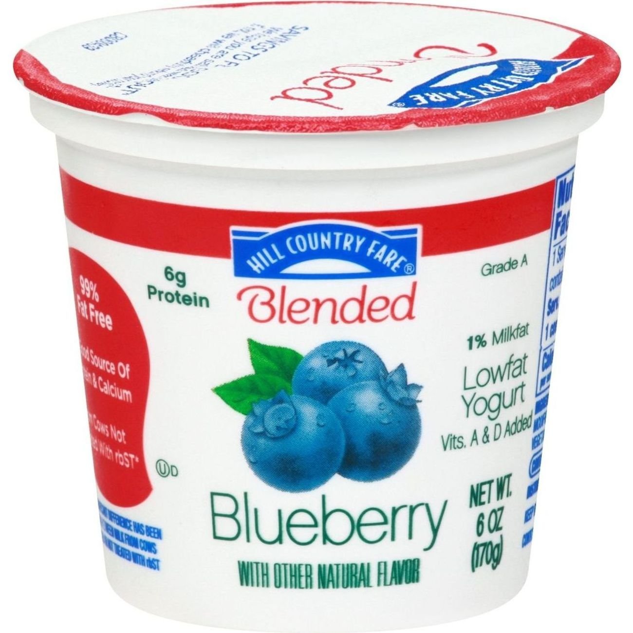 Hill Country Fare Blended Blueberry Low-Fat Yogurt, 6 oz