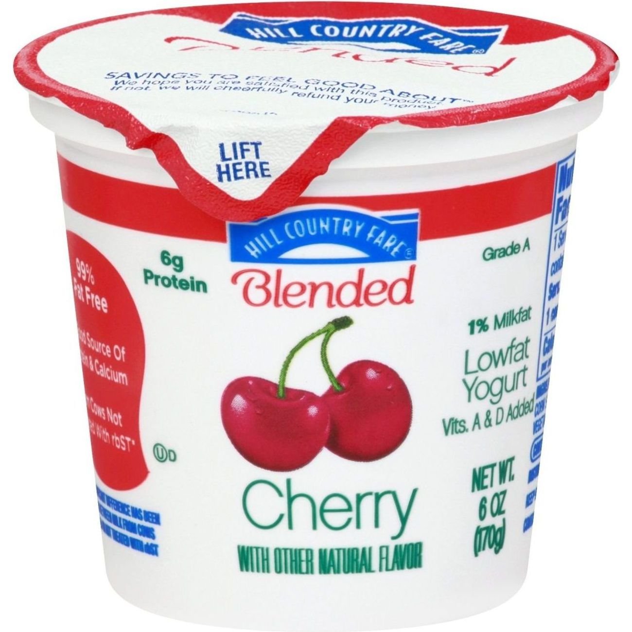 Hill Country Fare Blended Cherry Low-Fat Yogurt, 6 oz