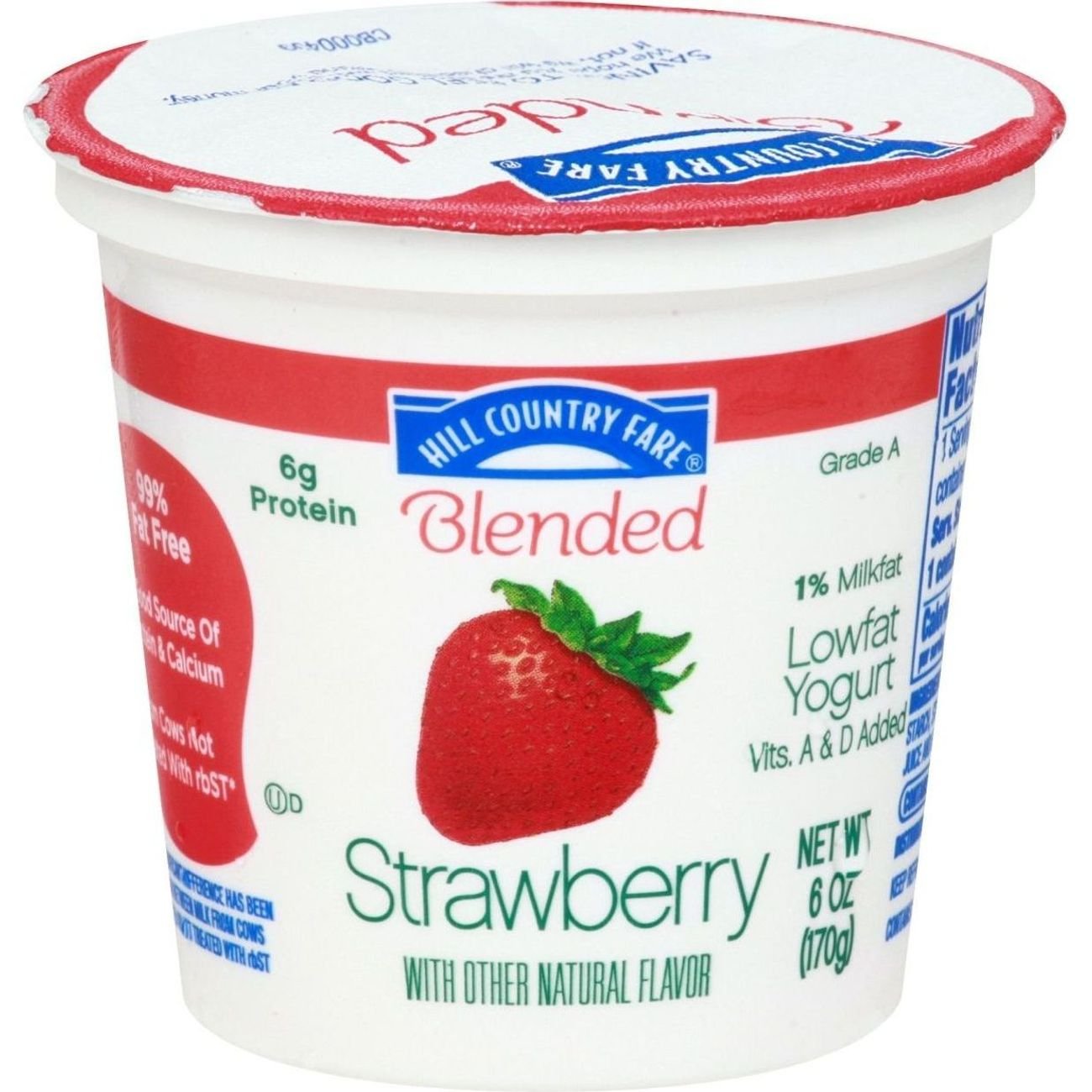 Hill Country Fare Blended Strawberry Low-Fat Yogurt, 6 oz