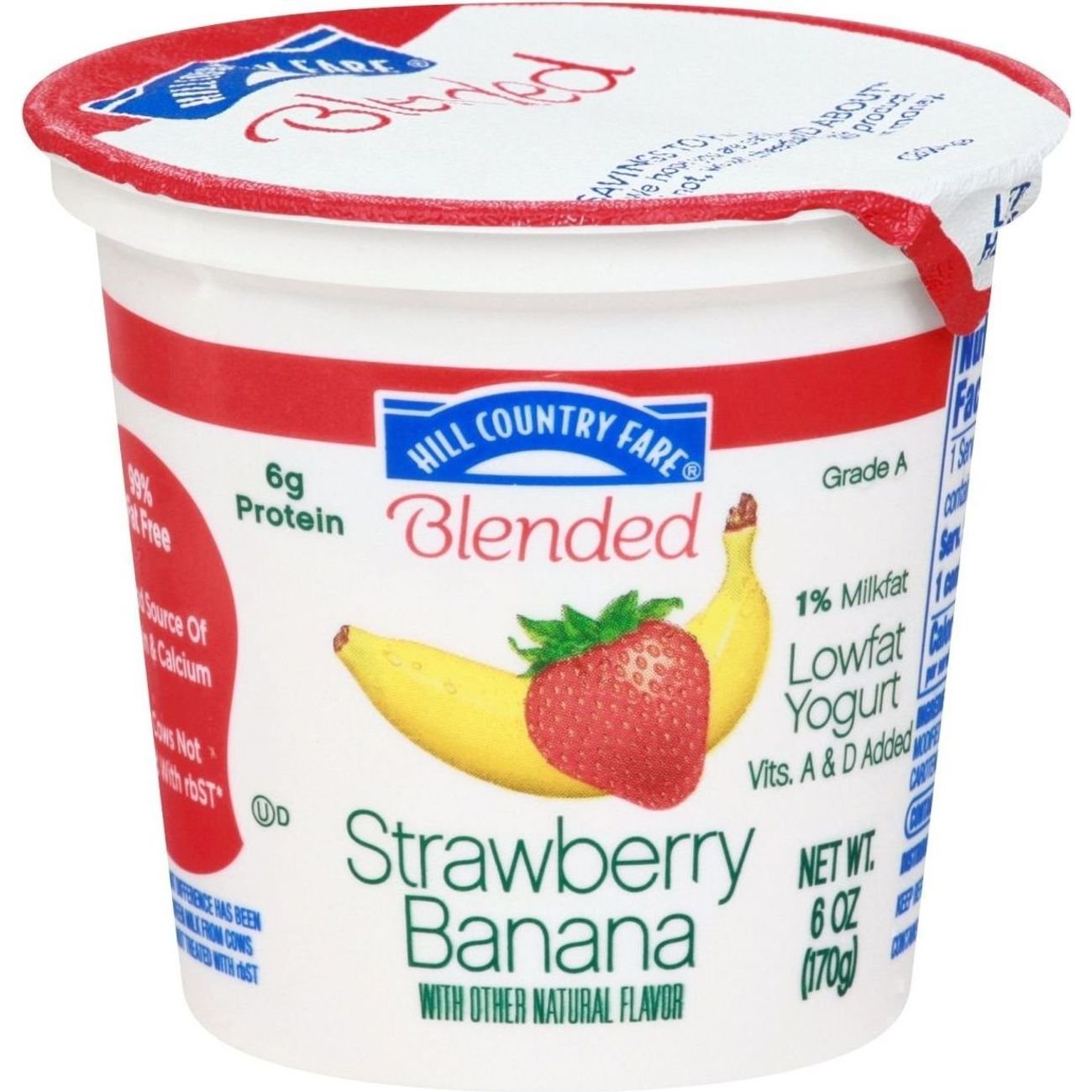 Hill Country Fare Blended Strawberry Banana Low-Fat Yogurt, 6 oz