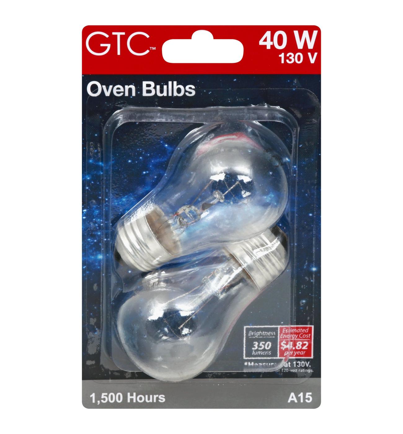 GTC A15 40-Watt Clear Oven Light Bulbs; image 1 of 2