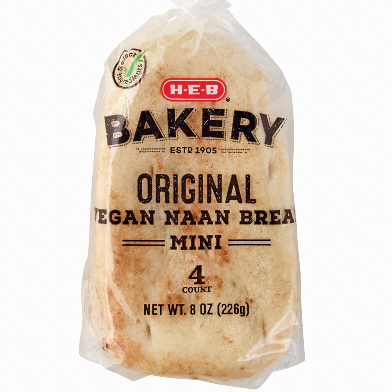 HEB Select Ingredients Vegan Naan Bread Mini Original Shop Pitas