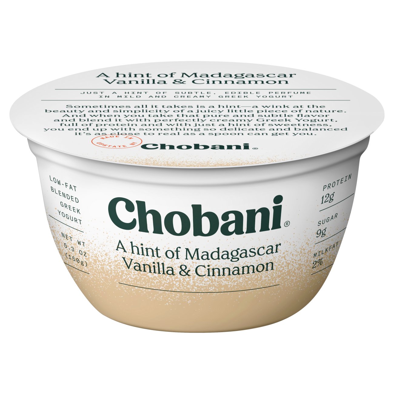 Chobani Low-Fat A Hint of Madagascar Vanilla & Cinnamon Greek Yogurt, 5.3 oz