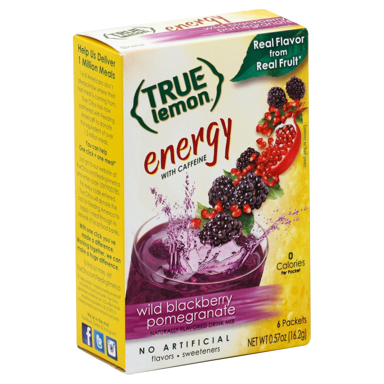 True Lemon Energy Blackberry Pomegranate Sticks, 6 ct