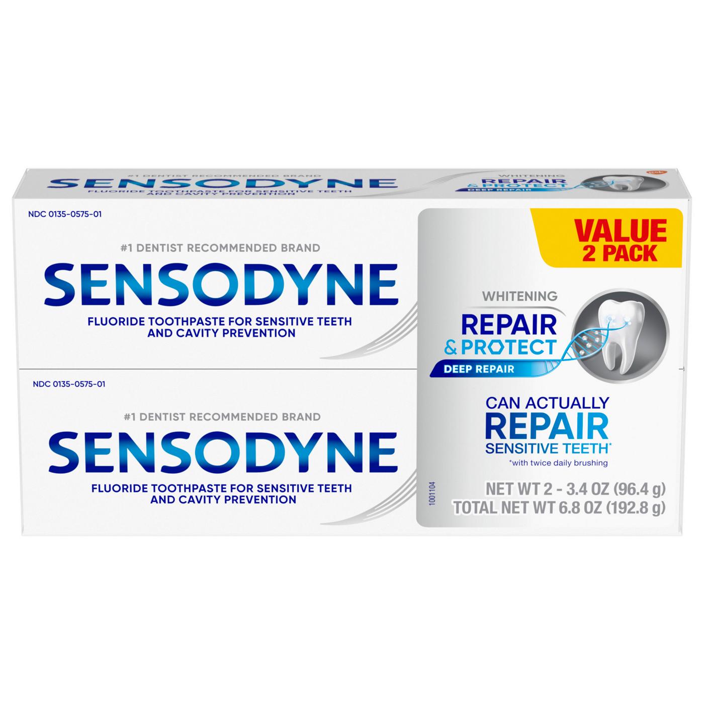 Sensodyne Repair and Protect Whitening Toothpaste, Toothpaste for Sensitive Teeth and Cavity Prevention; image 1 of 2