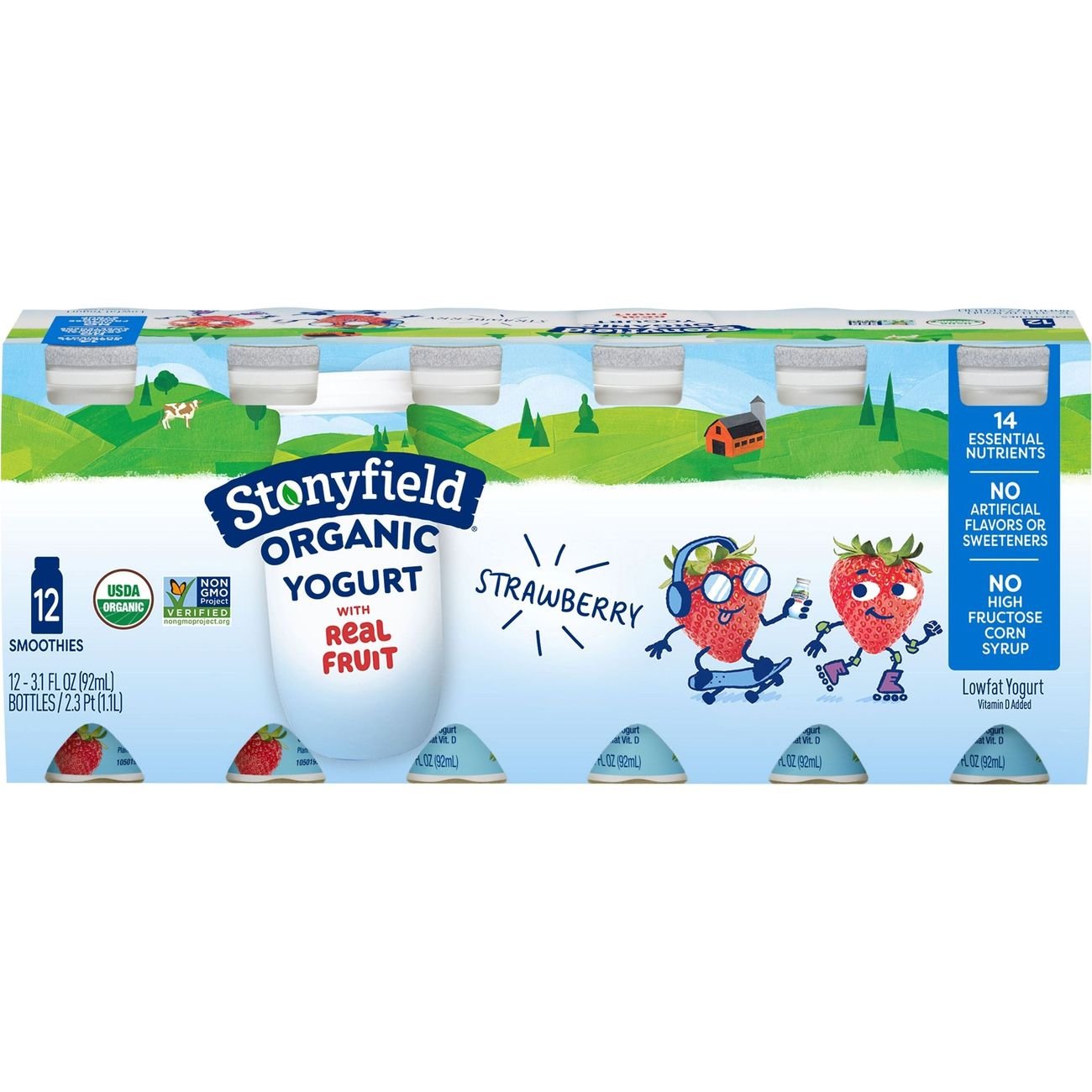 Stonyfield Organic Kids Low Fat Yogurt Smoothie - Strawberry - Shop ...