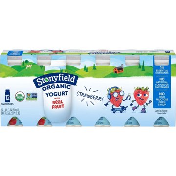 Stonyfield Organic Kids Low Fat Yogurt Smoothie - Strawberry, 12 ct