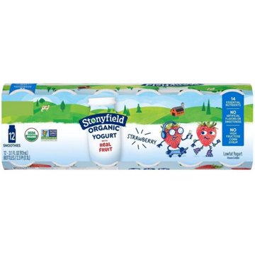 Stonyfield Organic Kids Low Fat Yogurt Smoothie - Strawberry, 12 ct