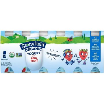 Stonyfield Organic Kids Low Fat Yogurt Smoothie - Strawberry, 12 ct