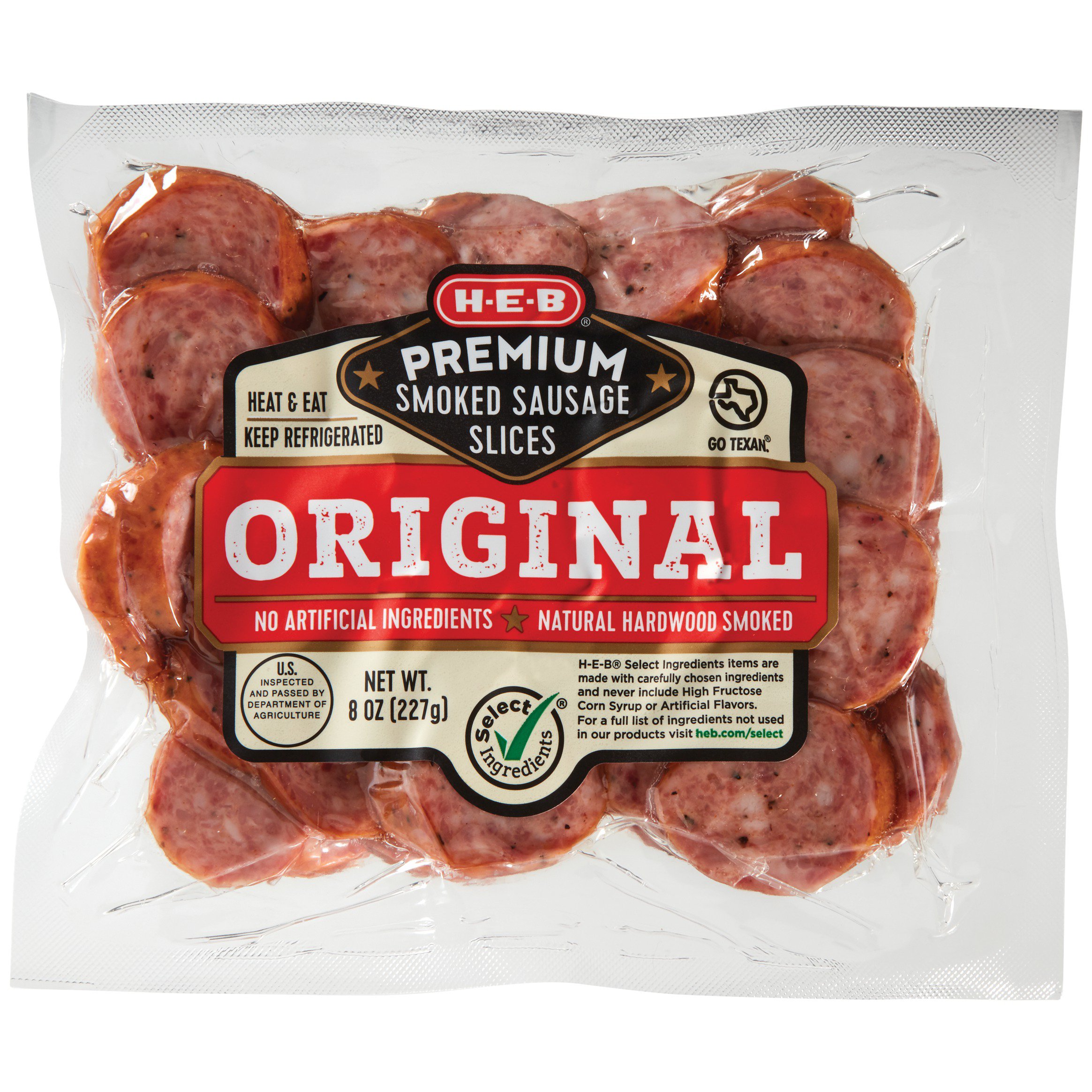 HEB Select Ingredients Original Smoked Sausage Slices Shop Sausage at HEB