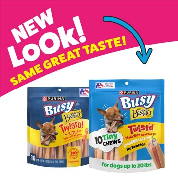 Busy Purina with Beggin’ Twist’d Tiny Adult Dog Chew Bone Treats, 5.3 oz