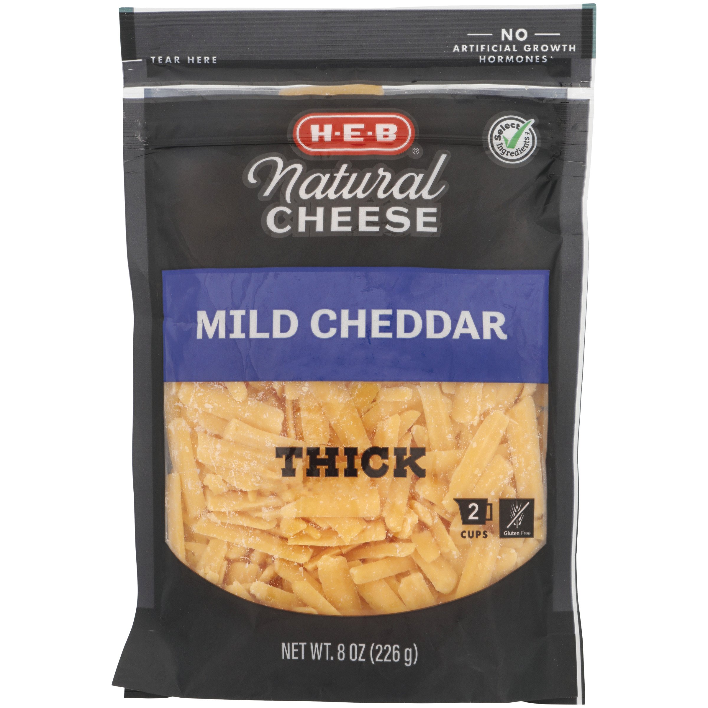 HEB Select Ingredients Mild Cheddar Cheese. Thick Shredded Shop