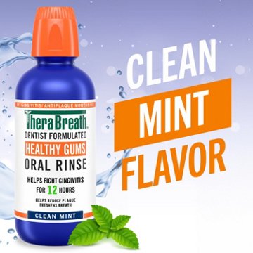 TheraBreath Clean Mint Healthy Gums Oral Rinse, 16 oz