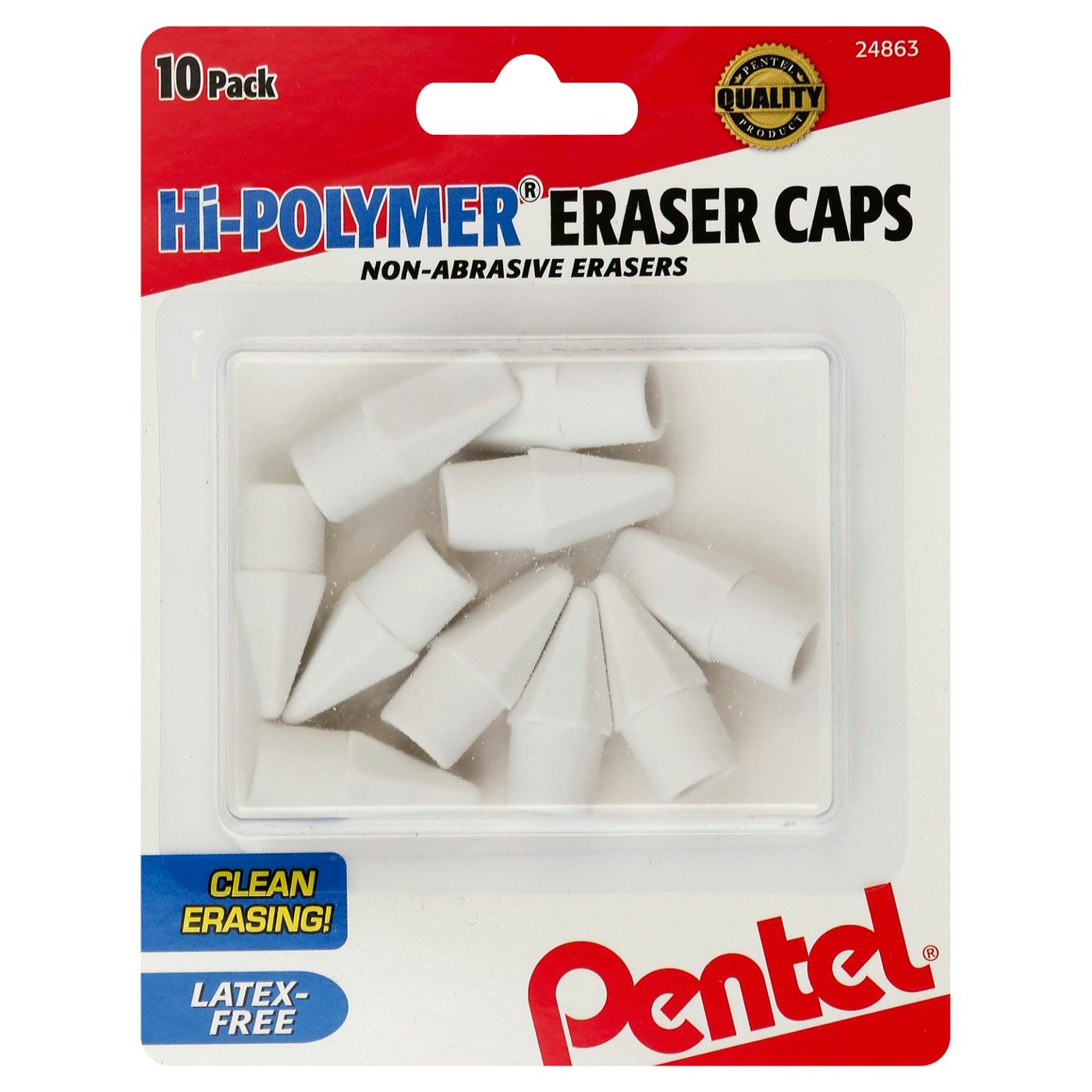 Pentel Eraser Caps, Hi-Polymer, 10 Pack - 10 erasers