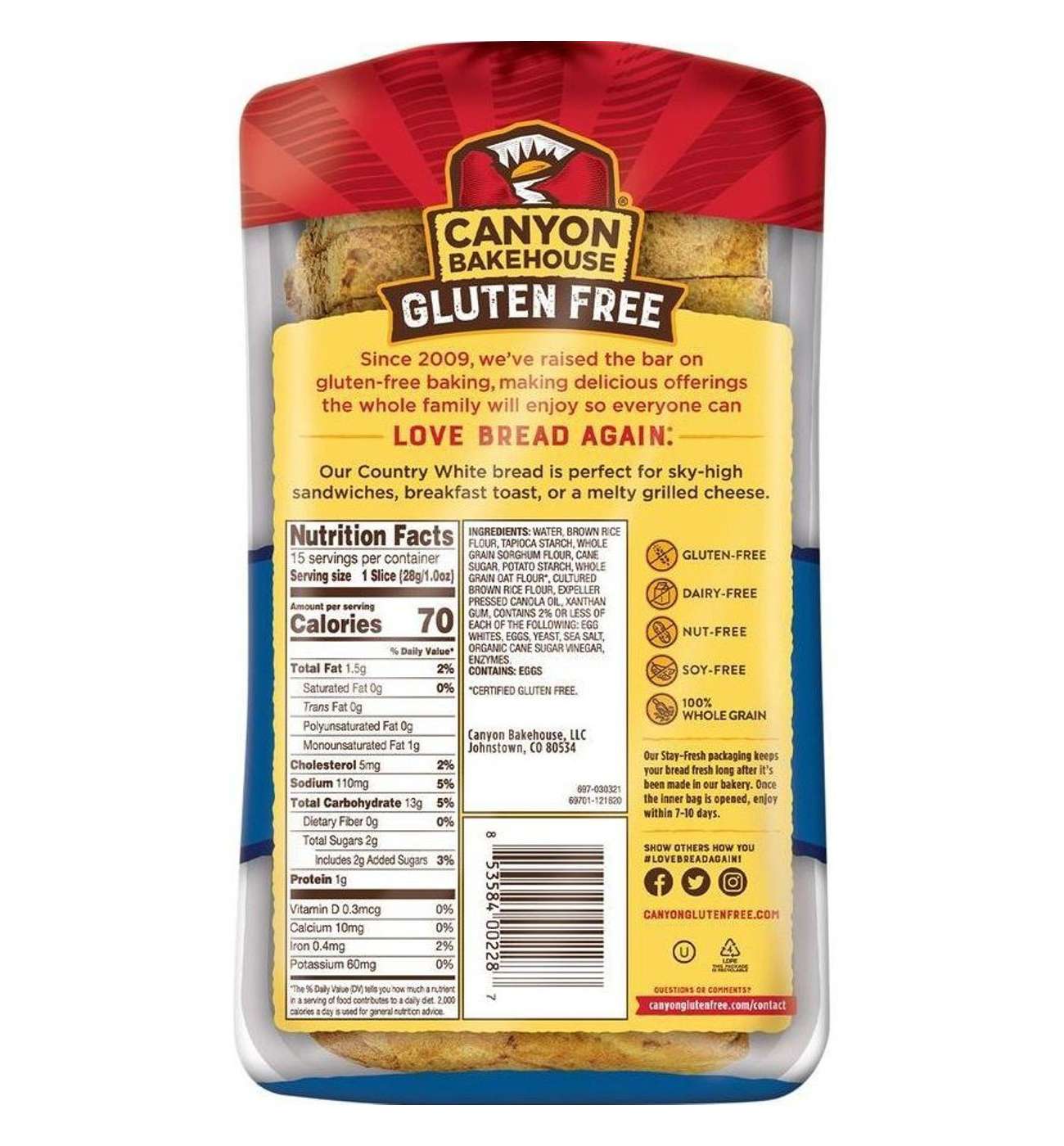 Canyon Bakehouse Gluten Free Country White Sliced Bread; image 2 of 6