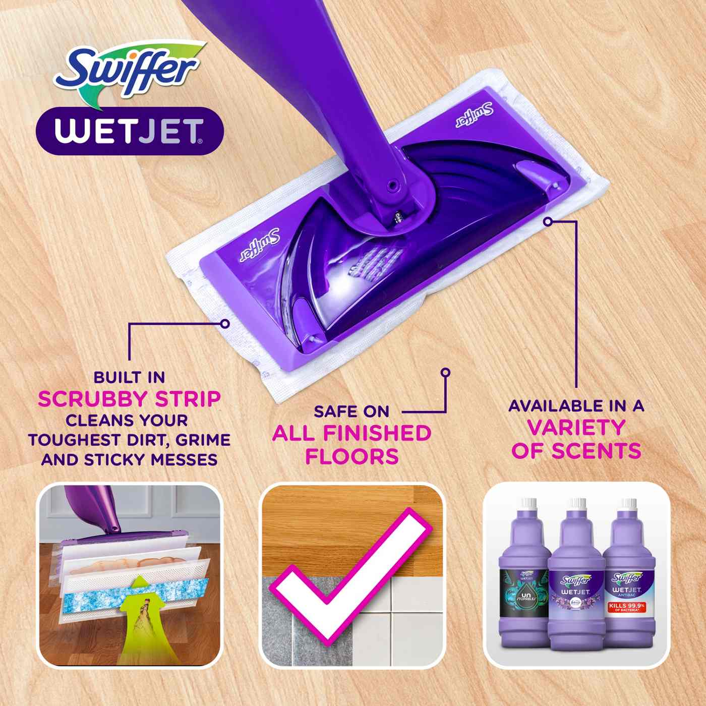 Swiffer Wet Jet Mop Refill Solution Floor Cleaner - Lavender Scent; image 3 of 10