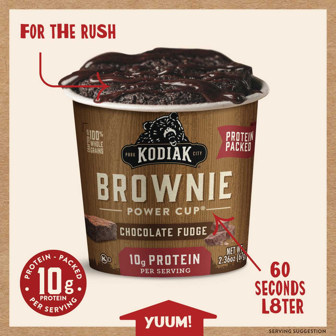 Kodiak 10g Protein Brownie Power Cup - Chocolate Fudge; image 3 of 4
