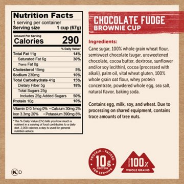 Kodiak 10g Protein Brownie Power Cup - Chocolate Fudge, 2.36 oz