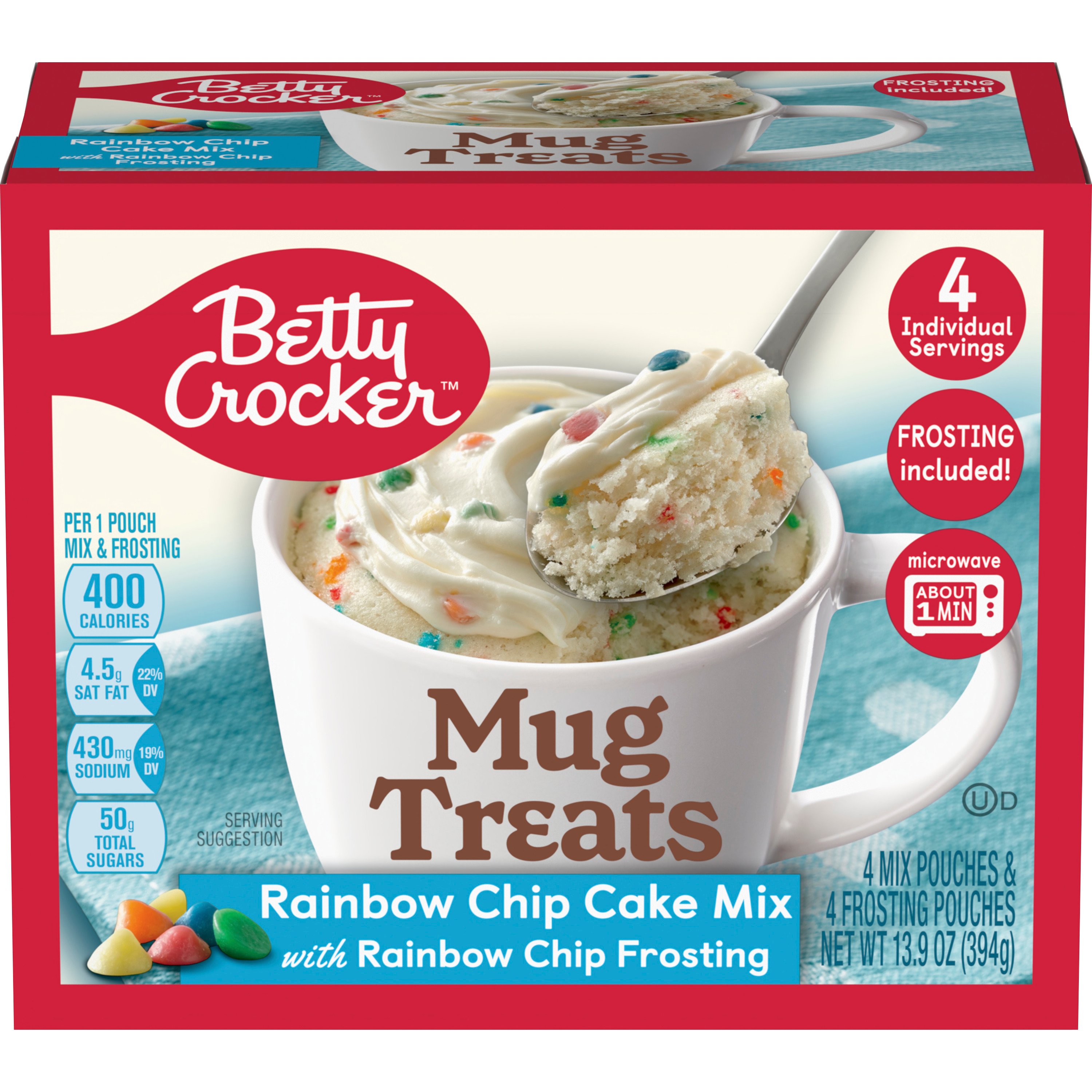 Betty Crocker Rainbow Chip Cake & Frosting Mug Treats Shop Baking Mixes at HEB