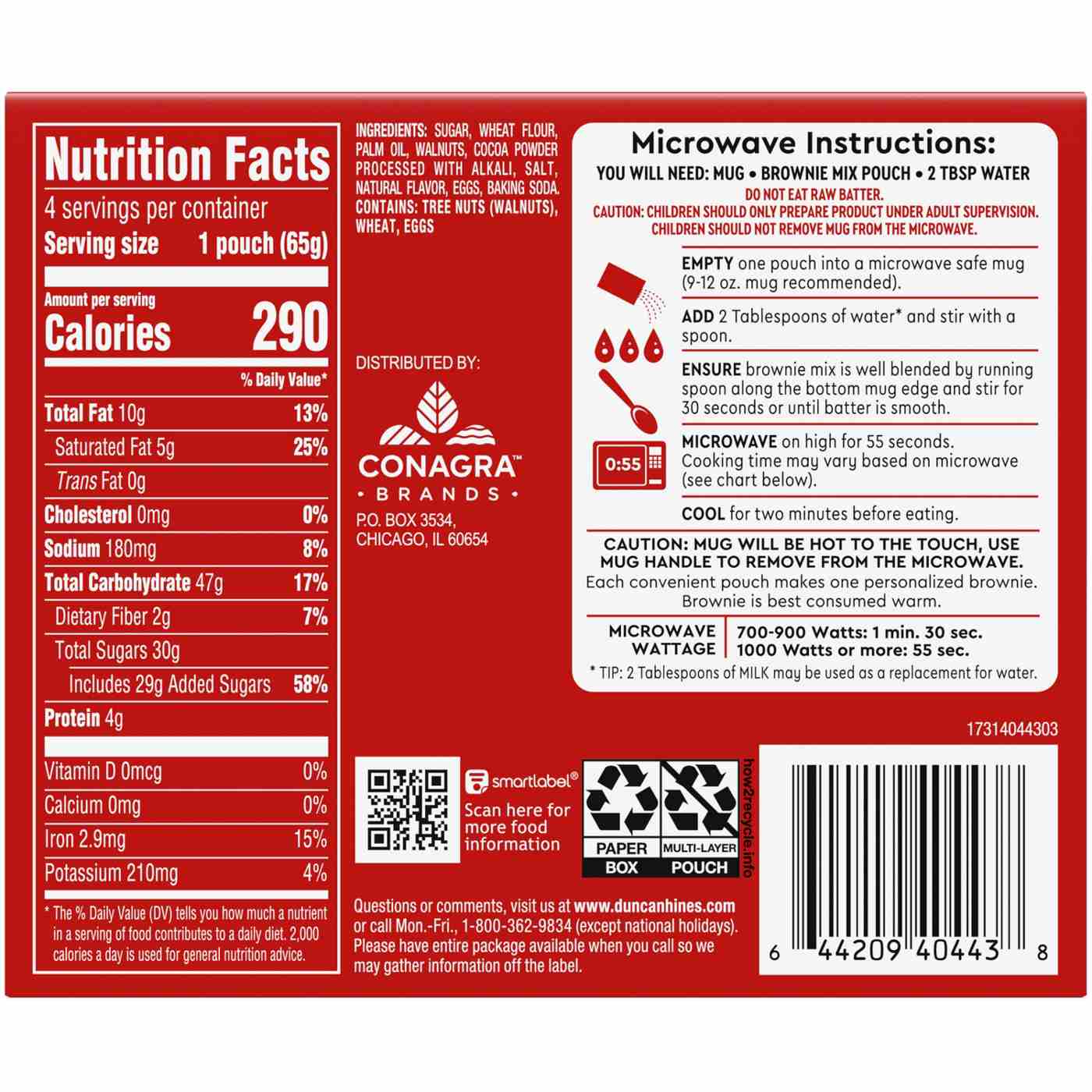 Duncan Hines Mug Cakes Walnut Brownie Mix; image 3 of 7