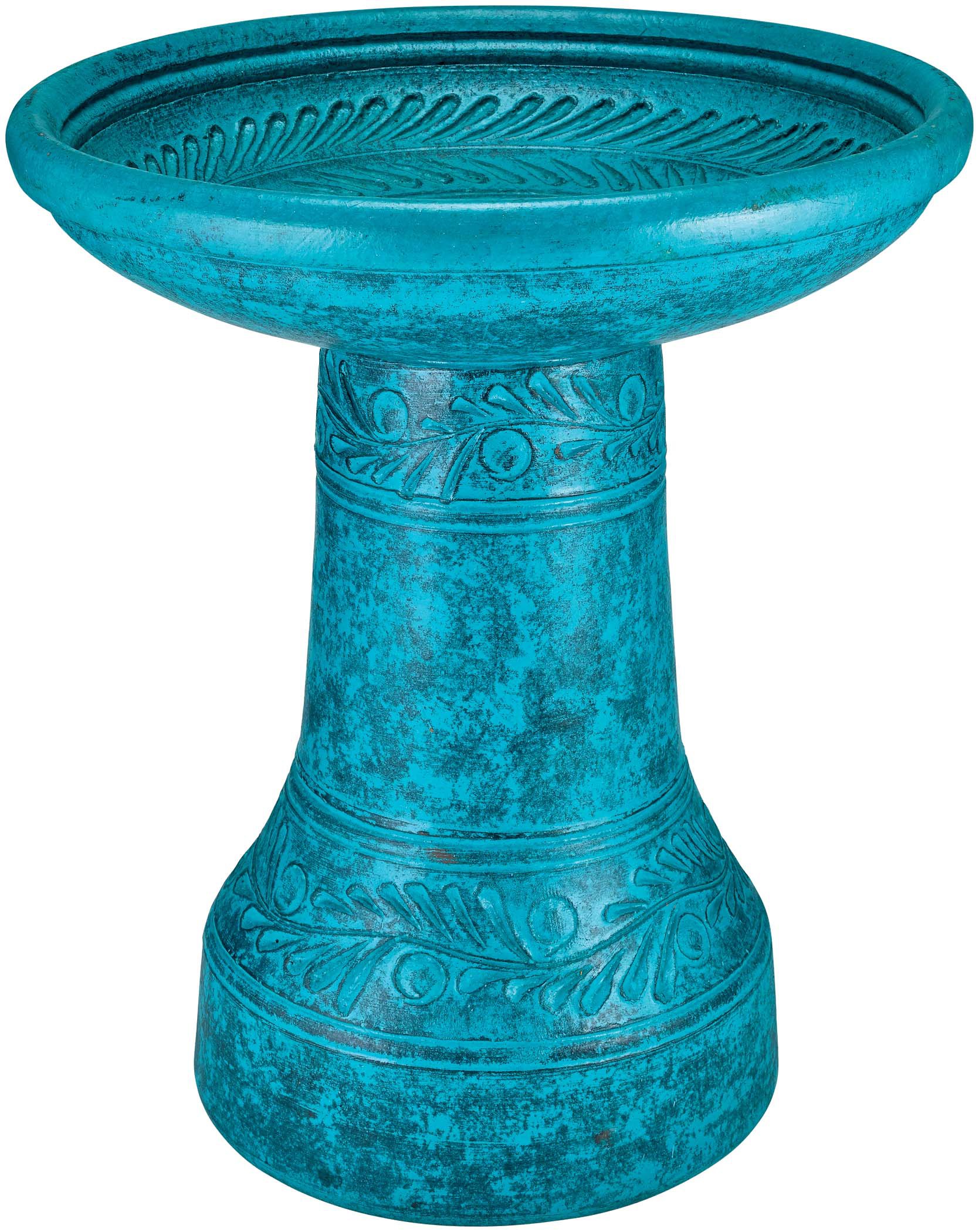 PR Imports Pottery Tall Color Bird Bath in Turquoise Blue Shop