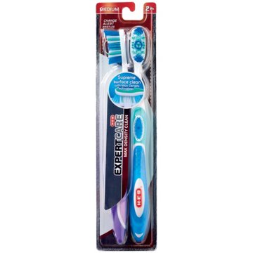 H-E-B Expert Care Max Density Clean Medium Toothbrushes, 2-pk