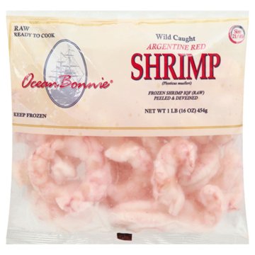 Ocean Bonnie Frozen Wild Caught Peeled Deveined Argentine Red Raw Shrimp, 21 - 40 ct/lb, 1 lb