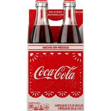 Coca-Cola Mexican Coke Soda Soft Drink 4 pk Glass Bottles, 12 oz