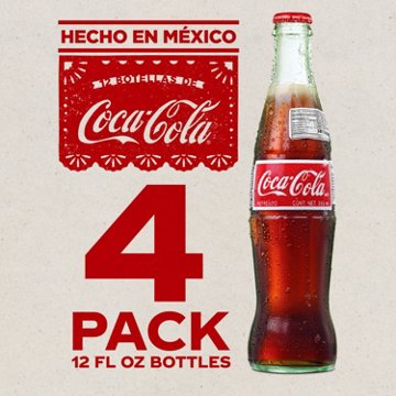 Coca-Cola Mexican Coke Soda Soft Drink 4 pk Glass Bottles, 12 oz