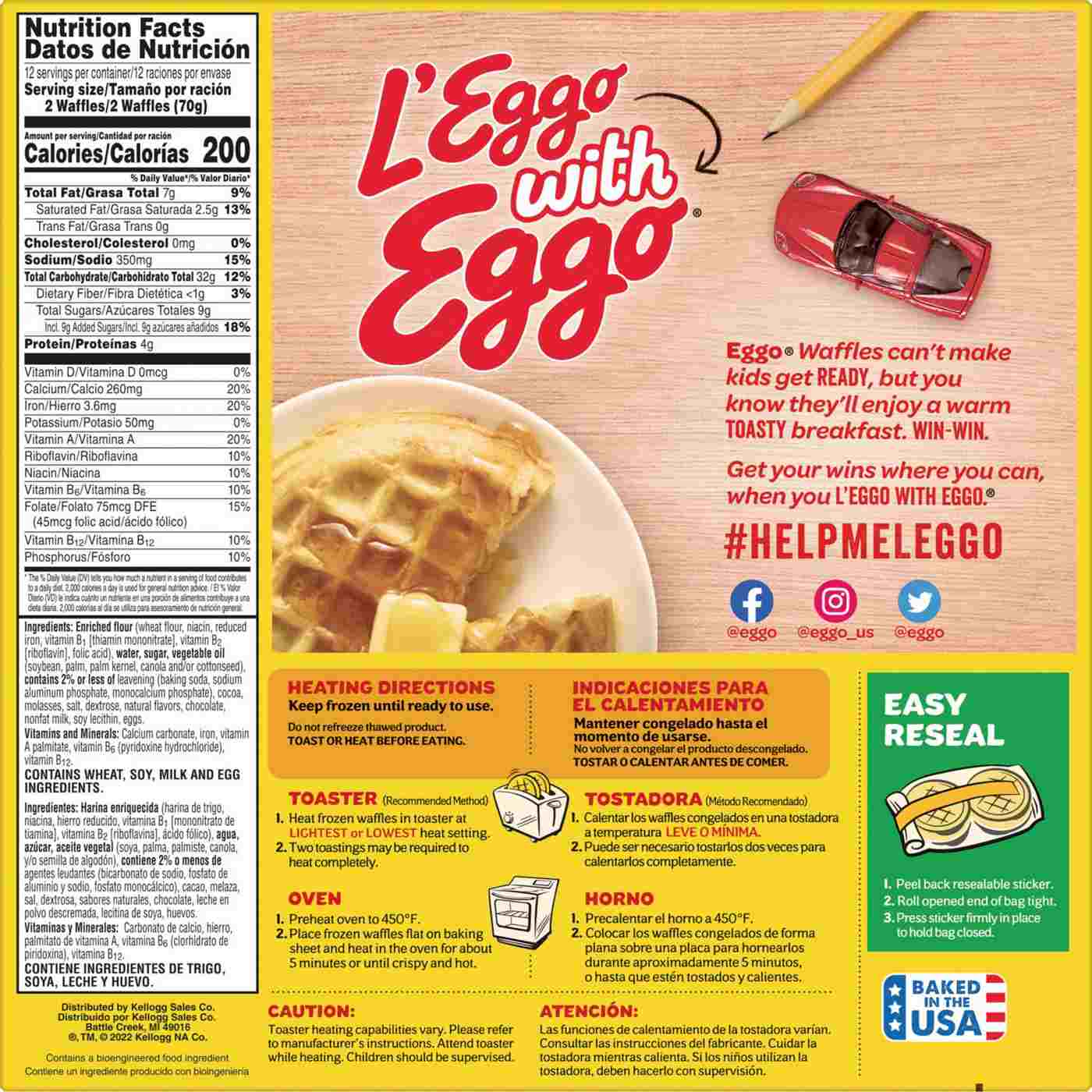 Eggo Chocolatey Chip Frozen Waffles, 29.6 oz; image 4 of 4