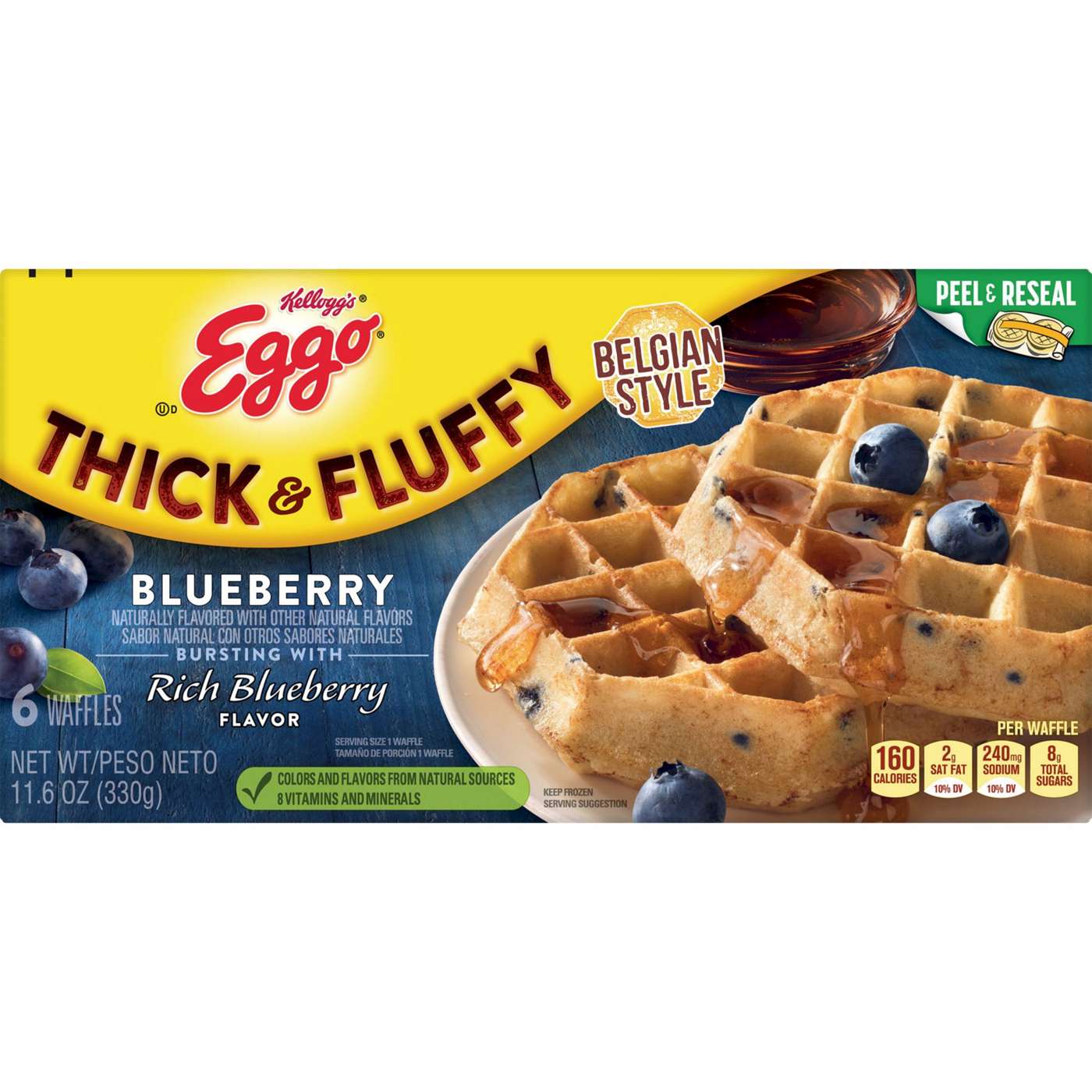Eggo Thick and Fluffy Blueberry Frozen Waffles; image 1 of 4