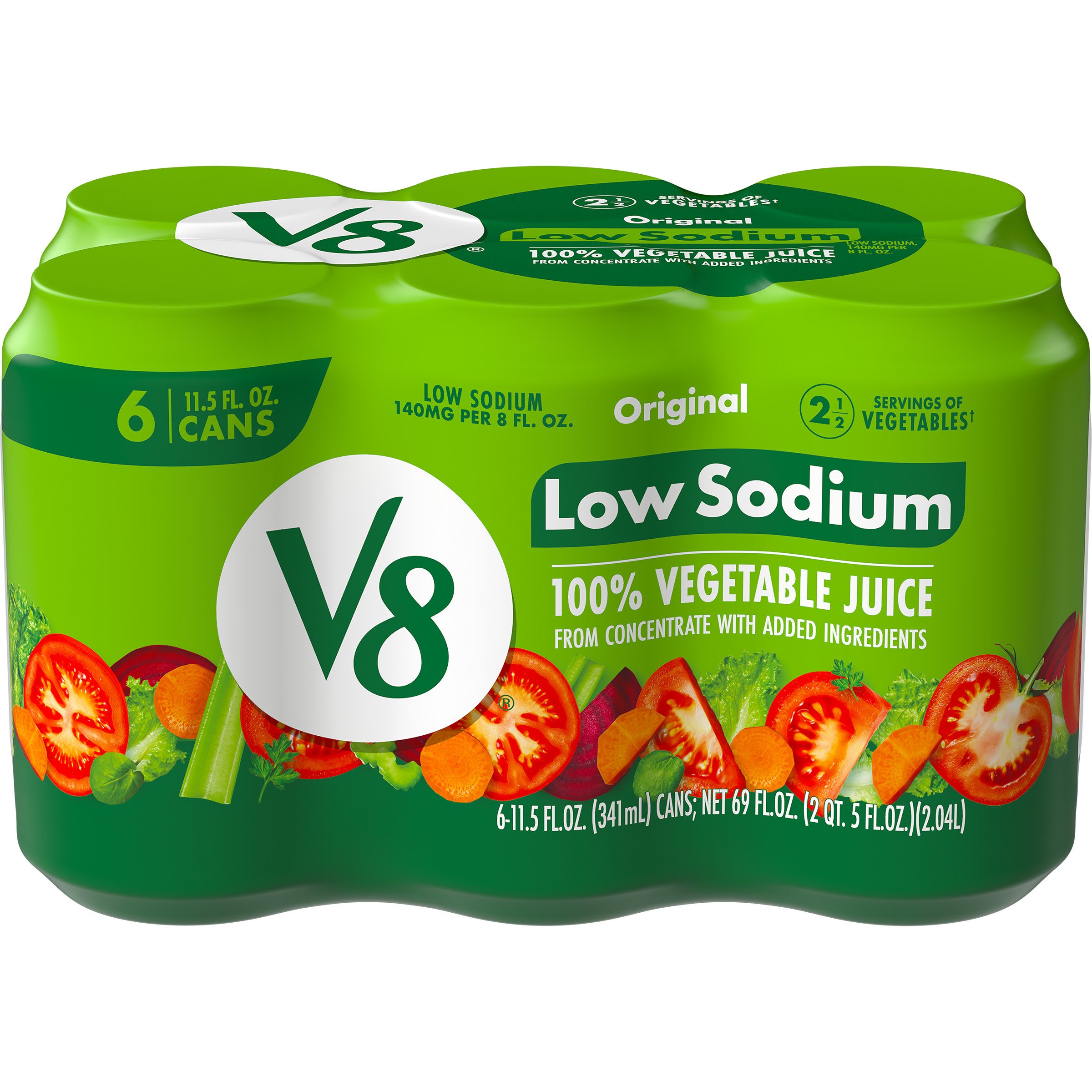 V8 Low Sodium Original 100% Vegetable Juice 11.5 oz Cans - Shop Juice