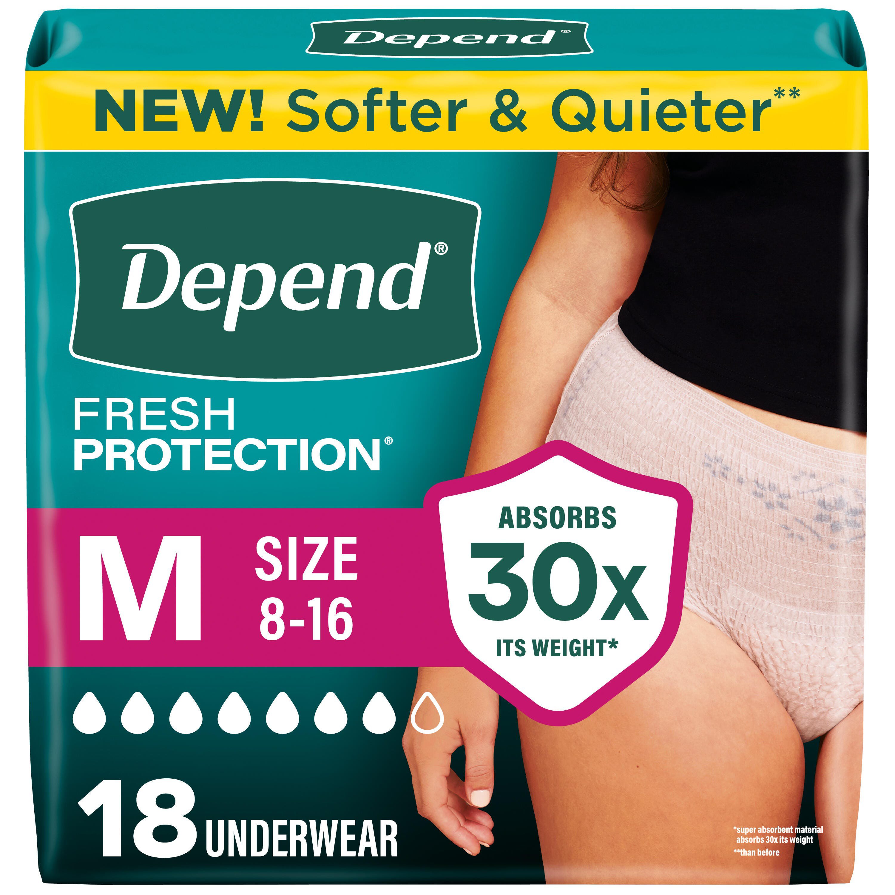 Depend Fresh Protection Women's Adult Incontinence Underwear, M