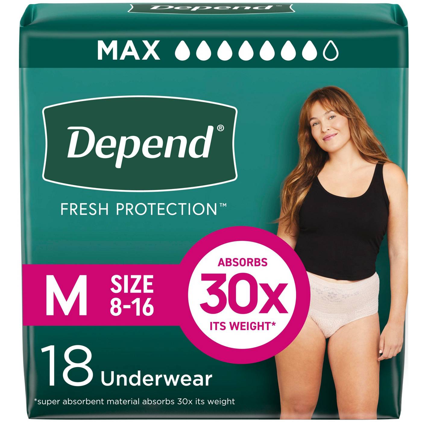 Depend Fresh Protection Adult Incontinence Maximum Underwear - Medium; image 1 of 6