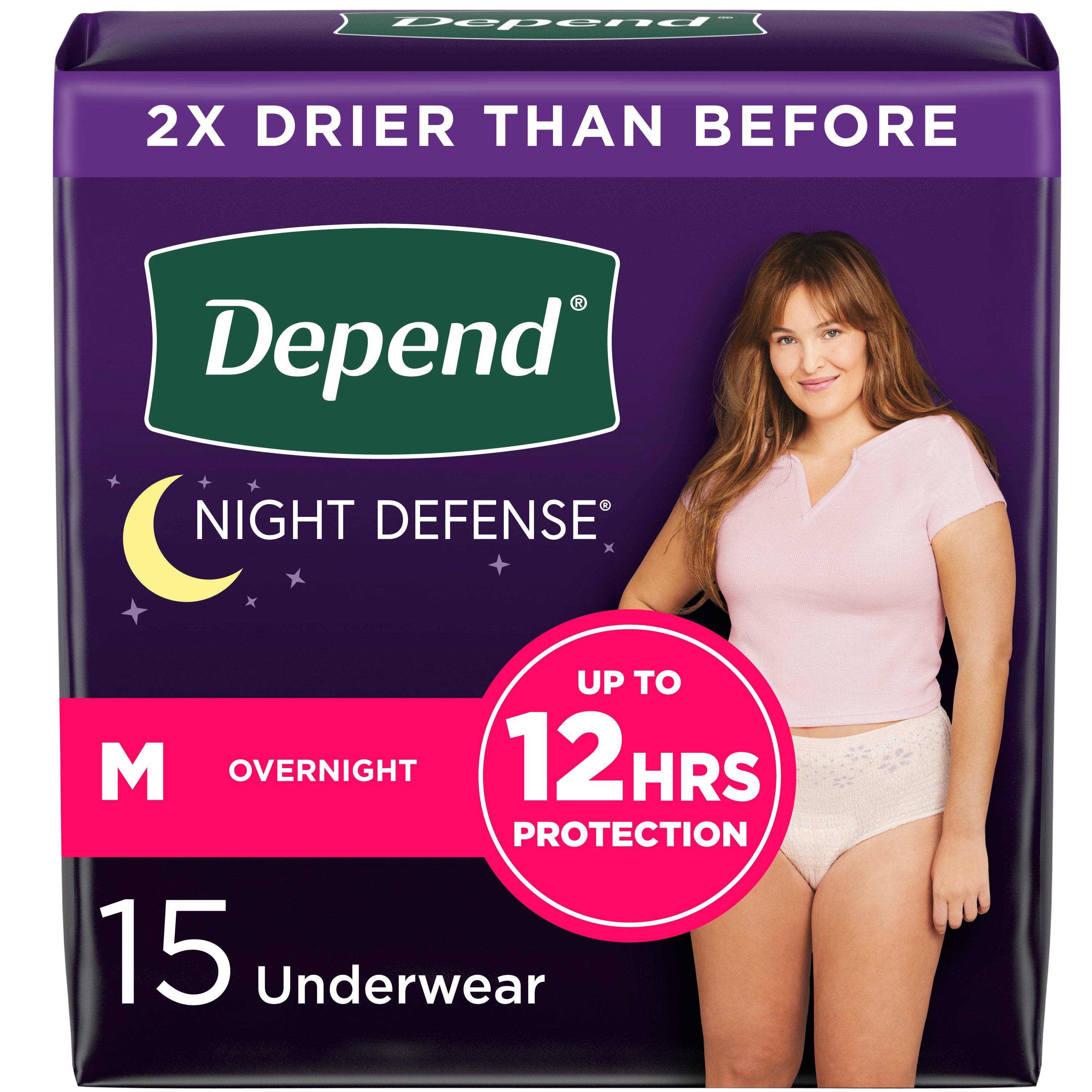 Depend Night Defense Adult Incontinence Overnight Underwear - Medium