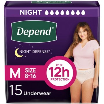 Depend Night Defense Adult Incontinence Overnight Underwear - Medium, 15 ct