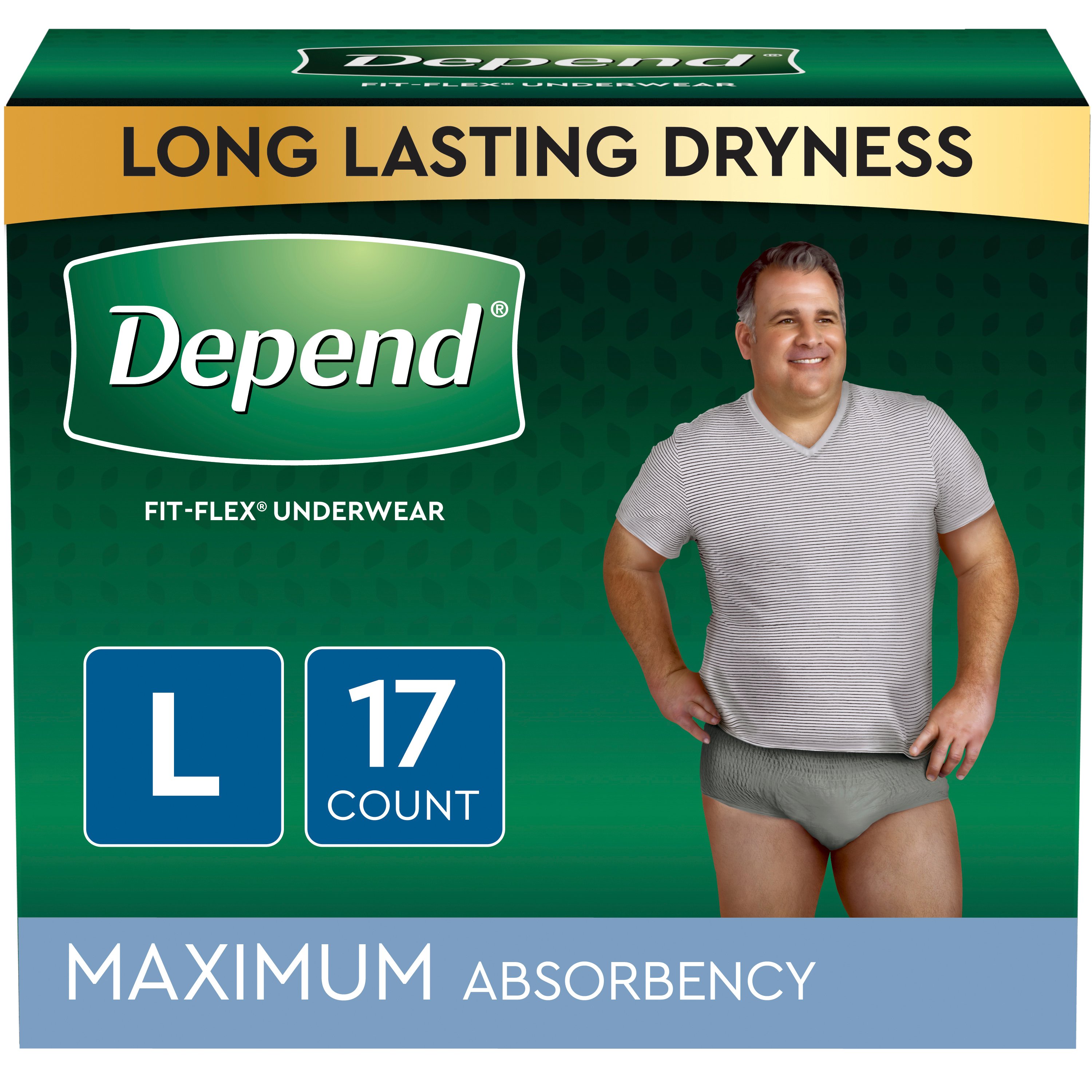 Depend Fit Flex Incontinence Underwear For Men Maximum Absorbency L Grey Shop Incontinence At H E B